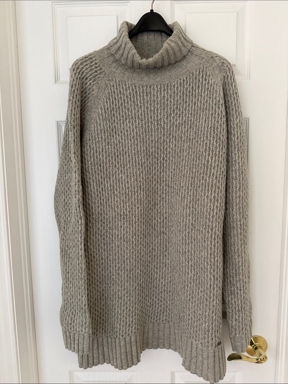 Barbour  Chunky Gray Ribbed Turtleneck Sweater, Size UK 18 🇬🇧
